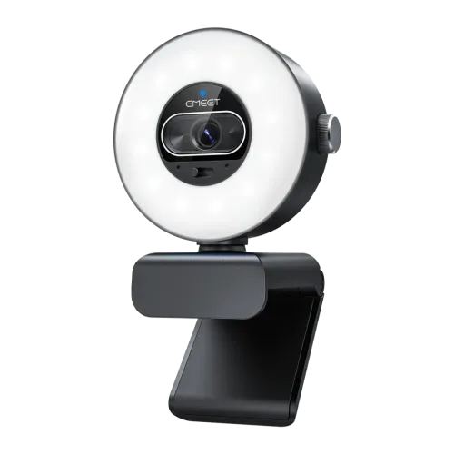 Webcam EMEET SmartCam S600L con Aro de Luz 4K 30fps 2 Micrófonos Negro