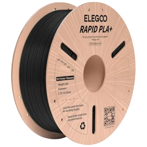 Filamento ELEGOO Rapid PLA + (PLUS) Negro 1.75mm Impresión de alta velocidad hasta 600mm/s Bobina de 1kg