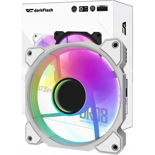 Ventilador de caja Darkflash DR08 PWM ARGB 120mm 59,1 CFM 30 dBA Blanco