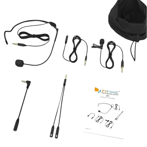 Fifine C1 Micrófono de Solapa con Headset