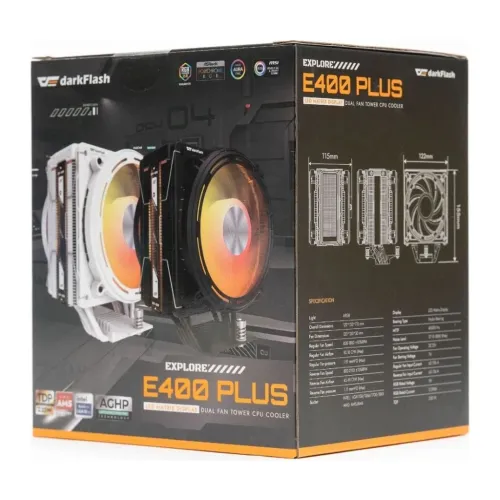 Disipador CPU Darkflash E400 Plus Pantalla LED Temperatura Negro
