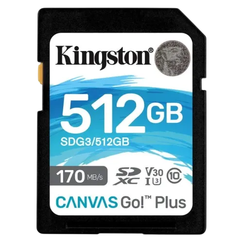 Kingston Canvas Go! Plus 512GB Negro/Turquesa 170MB/s U3 V30 Tarjeta microSD