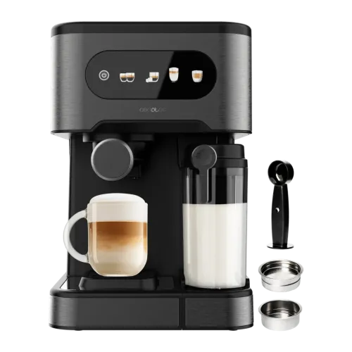 Cafetera Express Cecotec Power Espresso 20 ColdBrew Latte 1,5L Depósito de leche 20 bar Negro