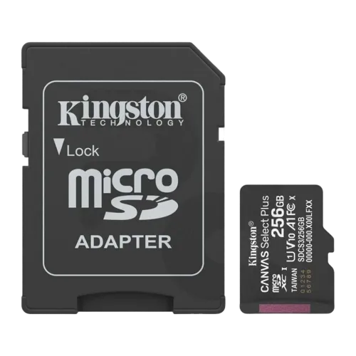 Kingston Canvas Select Plus 256GB 100MB/s A1 U1 V10 Tarjeta microSD + Adaptador