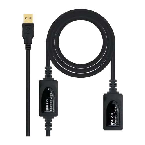 Cable prolongador Nanocable 10.01.0213 USB-A a USB-A Macho/Hembra Negro