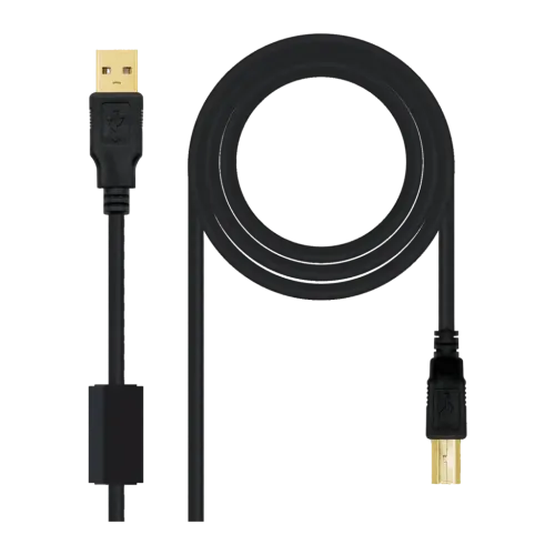 Cable Nanocable 10.01.1202 USB 2.0 Tipo A/B 2m USB-A a USB-B Negro