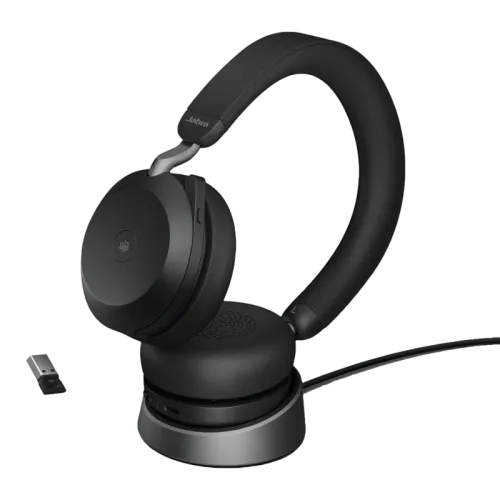 Jabra Evolve2 75 UC Negro con base de carga ANC Bluetooth 5.2 Auriculares inalámbricos