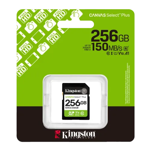 Kingston Canvas Select Plus 256GB 150MB/s U1 V10 Tarjeta de memoria