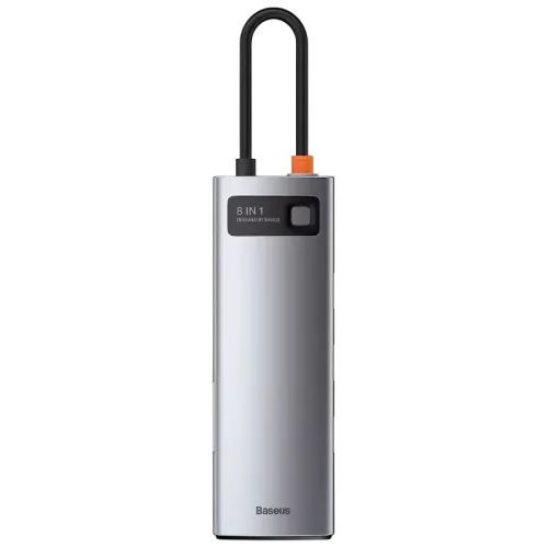Baseus Hub Metal Gleam 8 en 1 Tipo-C 3x USB 3.0 PD HDMI RJ45 Lector de tarjetas SD MicroSD