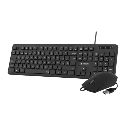 SUBBLIM Combo Business Slim Negro Con cable USB Silencioso