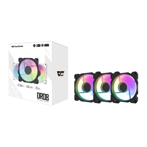 Ventilador para pc Darkflash DR08 PWM ARGB 120mm Pack 3 59,1 CFM 30 dBA Negro
