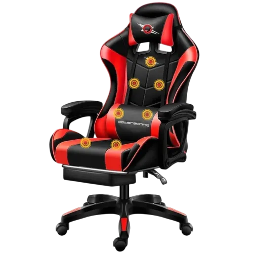 Silla Gaming PowerGaming Masaje 7 puntos Rojo/Negro Reposapiés