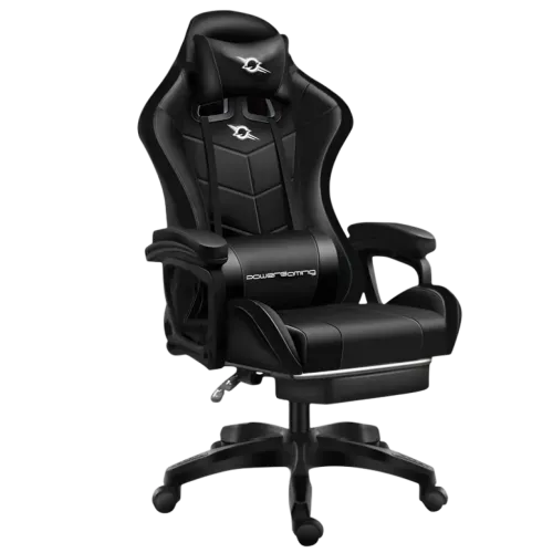 Silla Gaming PowerGaming Con Altavoz Bluetooth y Masaje + Reposapiés Negro