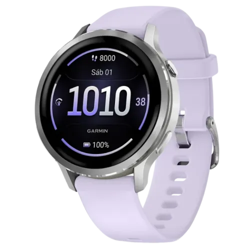Garmin Venu 4 41 mm Plata Correa Silicona Lila 1,2 pulgadas AMOLED GPS NFC 10 días 5ATM Smartwatch