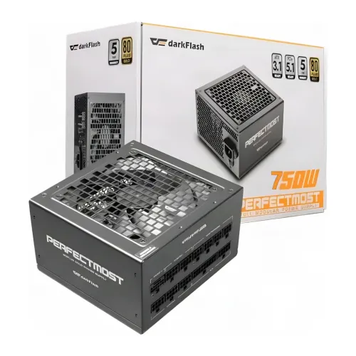 Fuente de Alimentación Darkflash Totalmente modular 750W 80 Plus Gold Negro PMT750