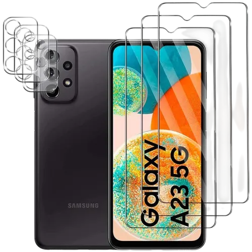 Pack de Accesorios Samsung Galaxy A23 5G A236 con 3 Protectores de pantalla + 3 Protectores de cámara