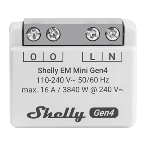 Medidor de energía Shelly EM Mini Gen4 Gris Medición de consumo WiFi 6 Matter 16A