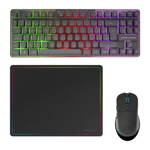 Combo Gaming Mars Gaming Inalámbrico RGB 360x260mm Negro MCPWTKLES