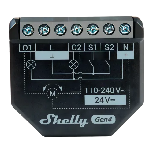 Relé inteligente Shelly 2PM Gen4 Negro Medición de consumo WiFi 6 Bluetooth 2 canales