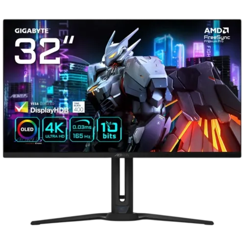 Gigabyte Aorus FO32U Negro 31,5 pulgadas 4K OLED 165Hz 3ms FreeSync Premium Pro Monitor