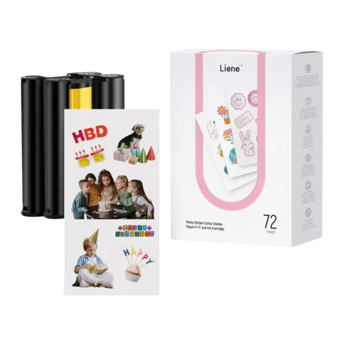 Liene PixCut Papel Adhesivo 4x7 pulgadas 72 Hojas + 2 Cartuchos