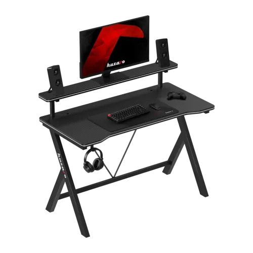 Huzaro Hero 1.9 RGB Fibra de carbono 120x60cm 75kg gestión de cables soporte para auriculares Mesa gaming