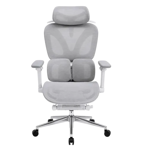 Powerbasic Beja Gris 120kg reposacabezas cojín lumbar malla Silla de oficina ergonómica