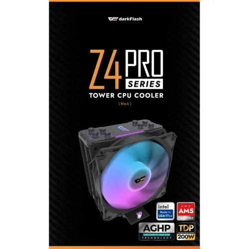 Darkflash Z4 Pro Mist 120mm ARGB 200W TDP Negro 24dB Disipador de CPU