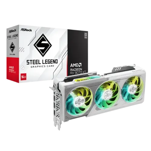 Asrock Steel Legend AMD Radeon RX 9070 XT 16 GB GDDR6 PCIe 5.0 3 ventiladores HDMI 2.1 3 DisplayPort Tarjeta gráfica