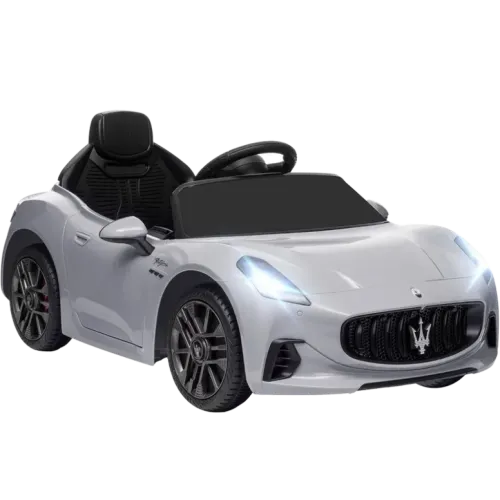 Maserati GranTurismo Folgore 12V Mando RC Gris 5km/h 25kg música cinturón de seguridad Coche eléctrico infantil
