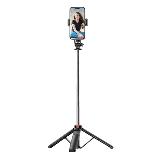 Palo Selfie C13D con Led Trípode extensible 1.35m para Móviles y cámaras con mando inalámbrico Negro