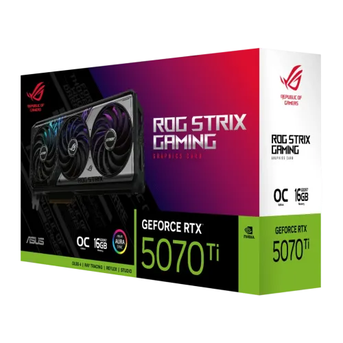 ASUS ROG Strix GeForce RTX 5070 Ti OC Edition 16GB GDDR7 3 ventiladores HDMI 2.1 Tarjeta gráfica