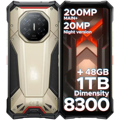 Doogee S300 Plus 12GB/1TB Titanio Dorado Rugged con visión nocturna IP68/IP69K 6,72 pulgadas IPS 120Hz 100MP 10100mAh 33W NFC