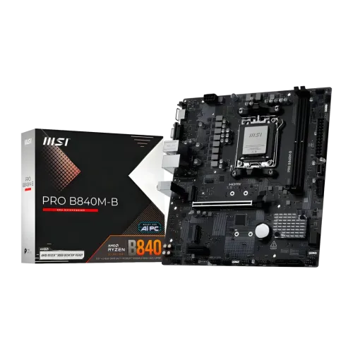 MSI Pro B840M-B AMD B840 AM5 DDR5 mATX Sin WiFi 2 ranuras M.2 Placa base