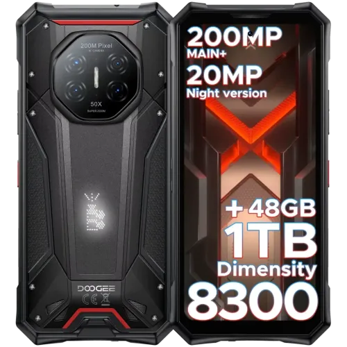 Doogee S300 Plus 12GB/1TB Negro Rugged con visión nocturna IP68/IP69K 6,72 pulgadas IPS 120Hz 100MP 10100mAh 33W NFC