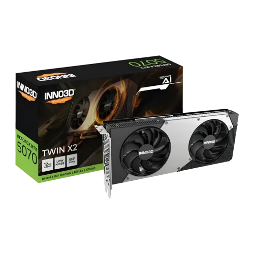Inno3D GeForce RTX 5070 Twin X2 OC 12GB GDDR7 Negro 2 ventiladores Tarjeta gráfica