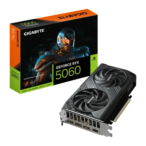 Gigabyte GeForce RTX 5060 WINDFORCE MAX OC 8GB GDDR7 2 ventiladores HDMI 2.1 Tarjeta gráfica