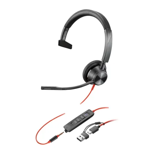 Poly Blackwire 3315 Monaural USB-C Reducción de ruido Negro Diadema con micrófono Auriculares