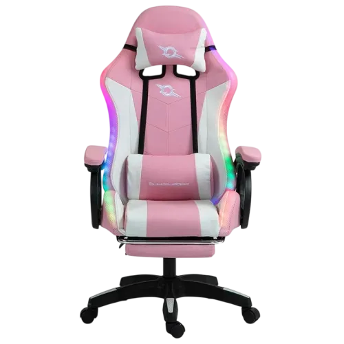 PowerGaming LED RGB Reposapiés Blanco+Rosa 120kg Silla