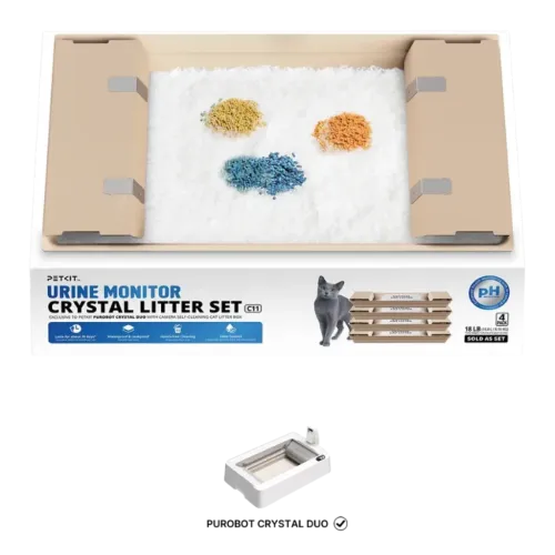 PETKIT Set de Arena para Gatos con Monitoreo de Orina + Bandejas Reemplazables para Purobot Crystal Duo (Pack x4)