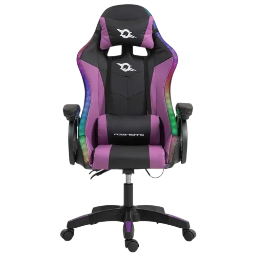 PowerGaming LED RGB Negro+Lila 120kg reposacabezas Silla