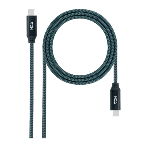 Cable Nanocable USB 3.2 Gen2x2 20Gbps USB-C/M-USB-C/M 2m 100W 5A Gris/Negro