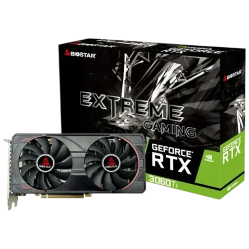 Biostar GeForce RTX 3060 Ti 8GB PCIe 4.0 2 ventiladores HDMI 2.1 3 DisplayPort Tarjeta gráfica