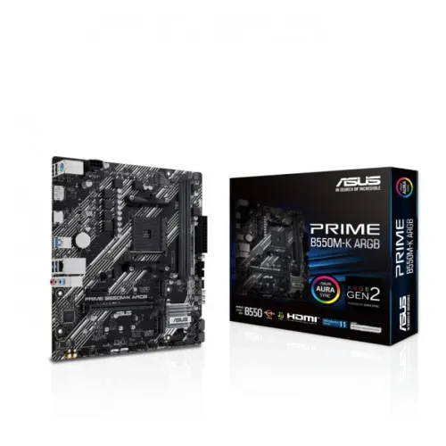 ASUS PRIME B550M-K ARGB 64GB Micro ATX Negro AMD B550 AM4 2 ranuras M.2 Placa base