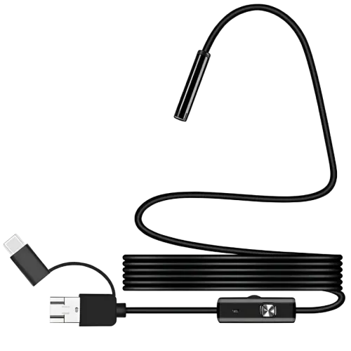 Endoscopio Digital 8mm Auto Focus 5MP (USB-A/MicroUSB/Type-C) – Soft Cable – 3.5 m