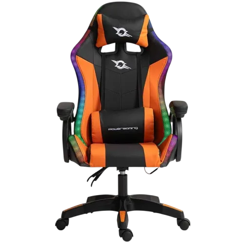 PowerGaming LED RGB Negro+Naranja 120kg reposacabezas Silla