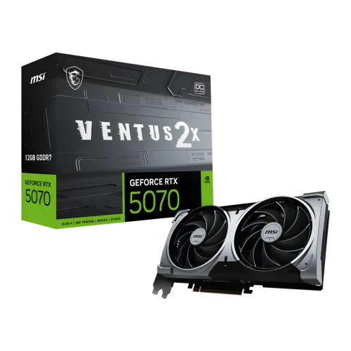 MSI GeForce RTX 5070 Ventus 2X OC 12GB GDDR7 2 ventiladores HDMI 2.1 Tarjeta gráfica