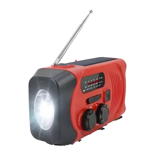 Radio de emergencia Denver Litio 2000mAh FM/AM Solar y Manivela Rojo/Negro SCR-2010
